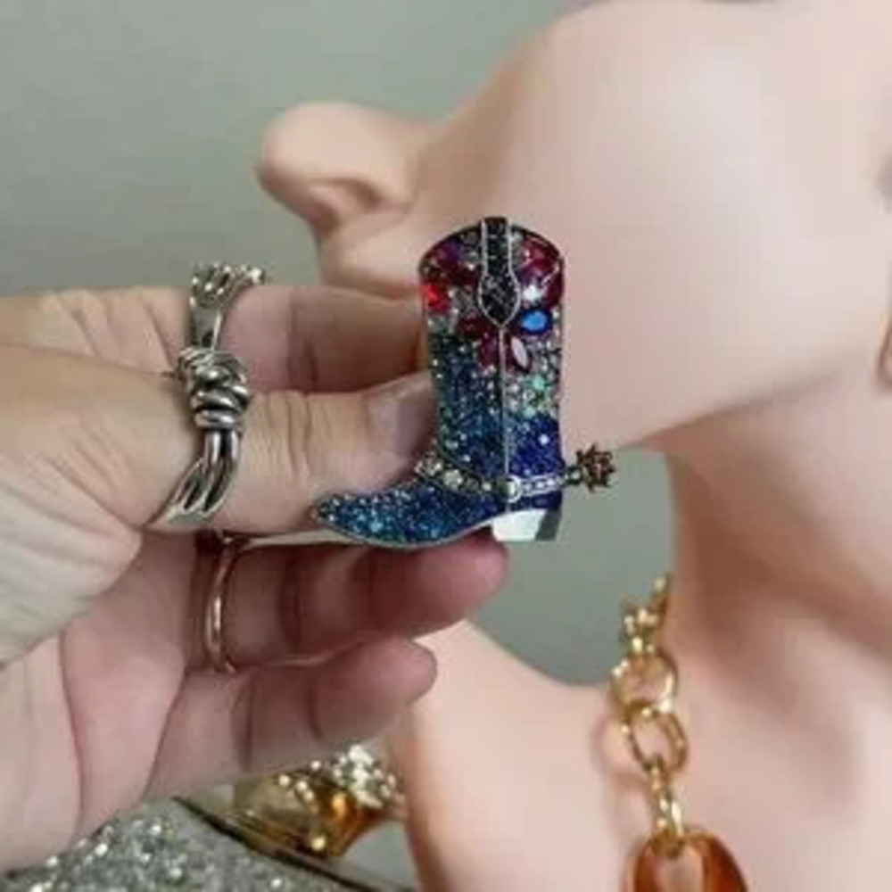 Colorful Rhinestone Cowboy Boot Brooch ?? - Picture 2 of 8